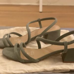 H&M Green velvety soft Strappy Sandals- size 8